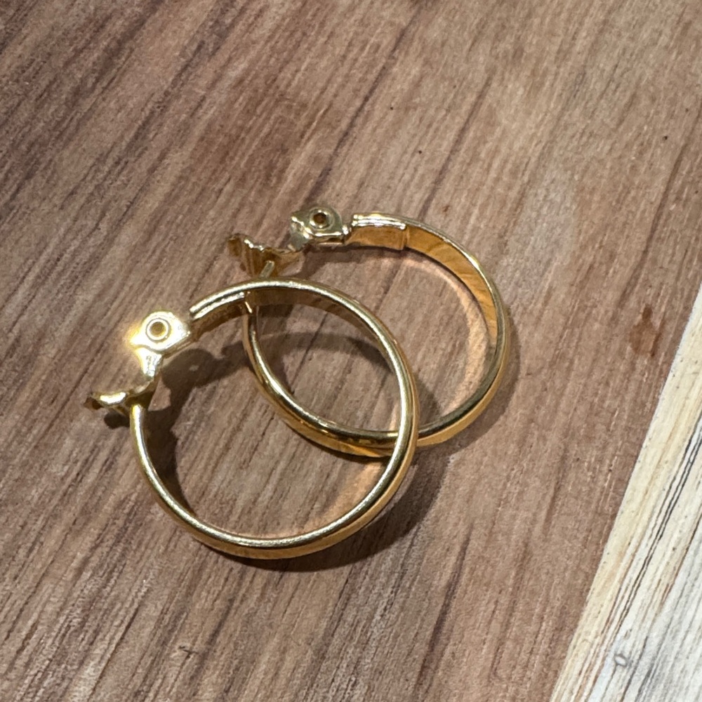Monet Gold Hoop Earrings - Shiny Yellow Gold Tone